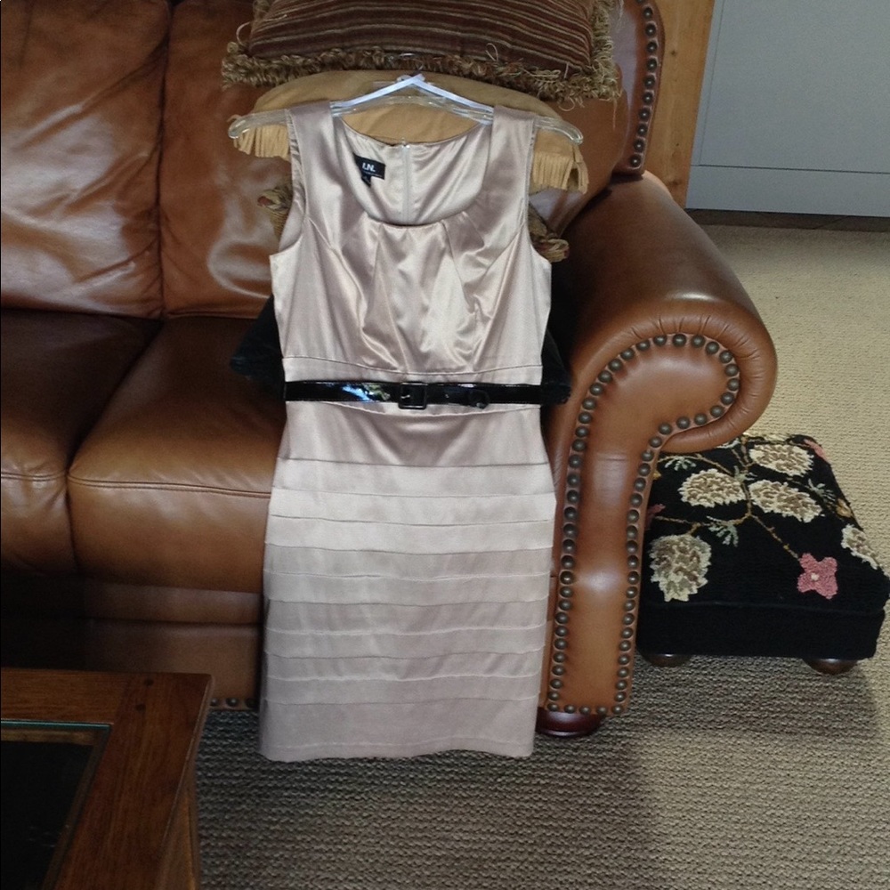 Champagne Sleeveless Pleated & Fitted Dress🎀